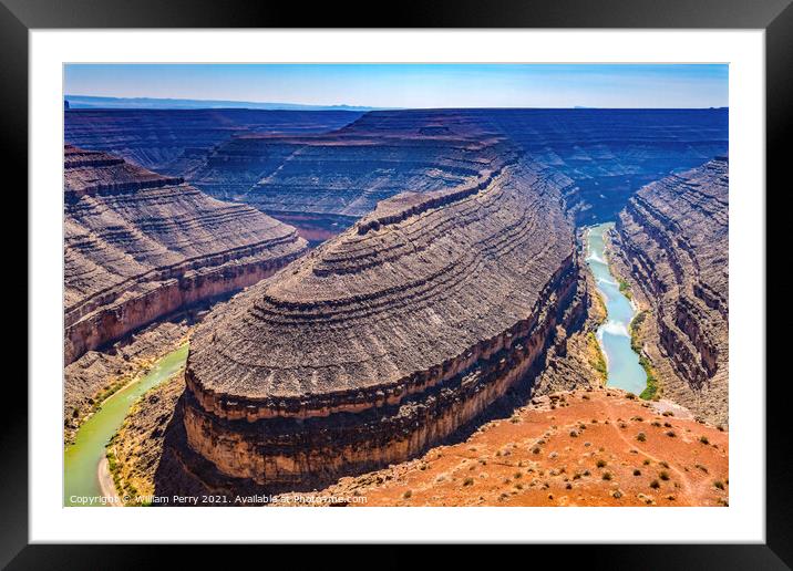 Great Goosenecks Rock Formation San Juan River Mexican Hat Utah Framed Mounted Print by William Perry