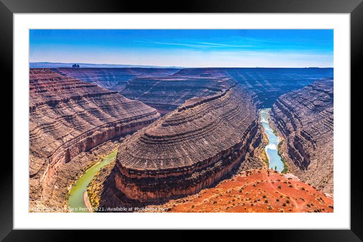 Tourists Great Goosenecks Rock Formation San Juan River Mexican  Framed Mounted Print by William Perry