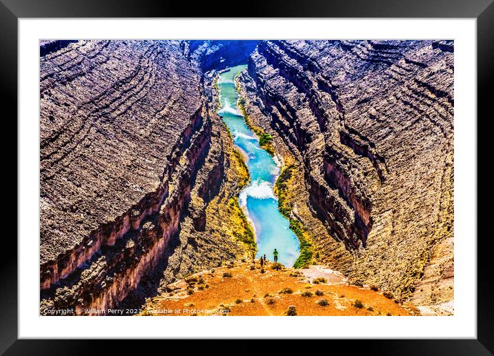 Great Goosenecks Rock Formation Toruists San Juan River Mexican  Framed Mounted Print by William Perry