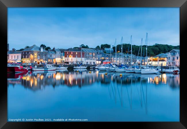 Padstow, at dusk, Cornwall Framed Print by Justin Foulkes
