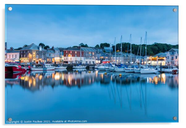 Padstow, at dusk, Cornwall Acrylic by Justin Foulkes
