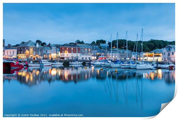 Padstow, at dusk, Cornwall Print by Justin Foulkes