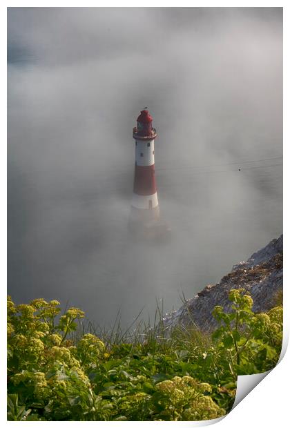 Misty Beachy Head Lighthouse Print by Phil Clements