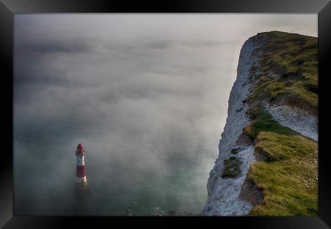 Misty Beachy Head Lighthouse Framed Print by Phil Clements