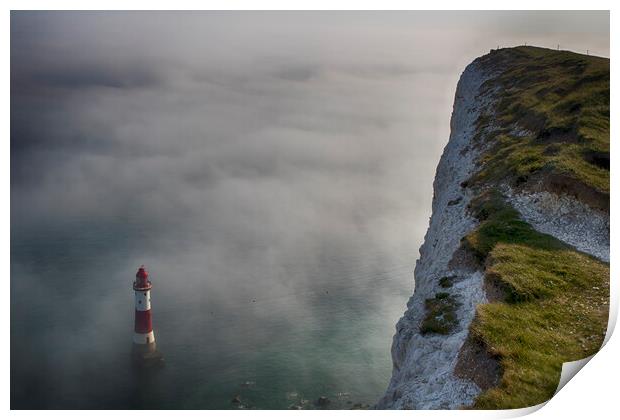 Misty Beachy Head Lighthouse Print by Phil Clements