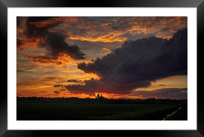 Sunset behind Ely Cathedral, 17th May 2021 Framed Mounted Print by Andrew Sharpe
