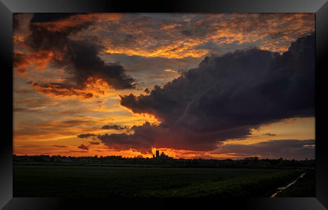 Sunset behind Ely Cathedral, 17th May 2021 Framed Print by Andrew Sharpe