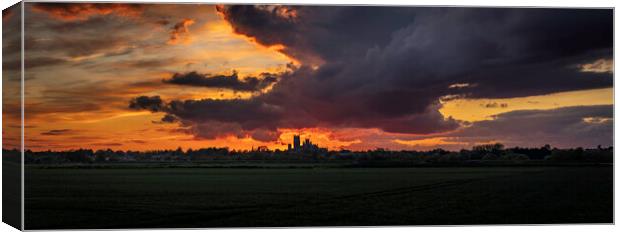Sunset behind Ely Cathedral, 17th May 2021 Canvas Print by Andrew Sharpe