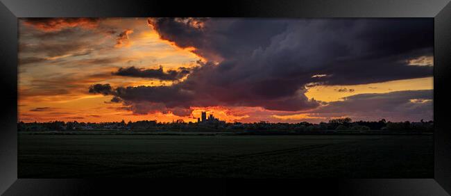 Sunset behind Ely Cathedral, 17th May 2021 Framed Print by Andrew Sharpe
