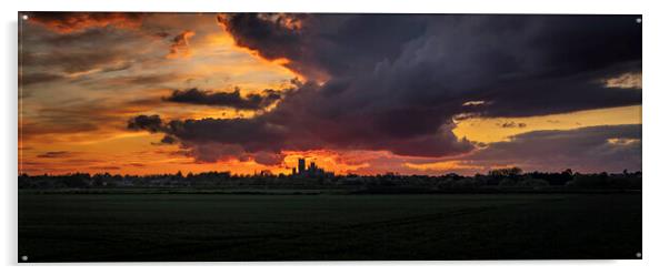 Sunset behind Ely Cathedral, 17th May 2021 Acrylic by Andrew Sharpe