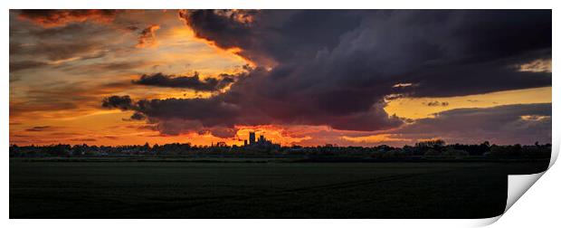 Sunset behind Ely Cathedral, 17th May 2021 Print by Andrew Sharpe