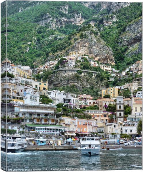 Positano the Amalfi coast Italy Canvas Print by Diana Mower