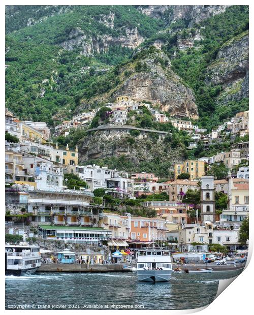 Positano the Amalfi coast Italy Print by Diana Mower