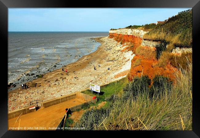 Coast erosion at Hunstanton in Norfolk. Framed Print by john hill