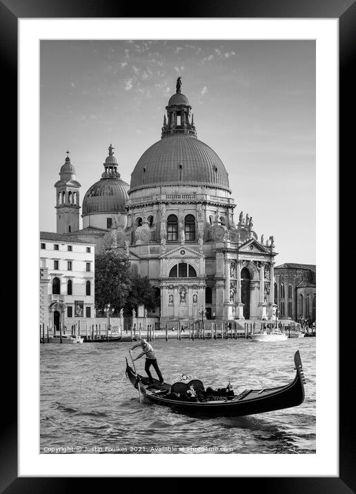 Gondolier on the Grand Canal, Venice, Italy Framed Mounted Print by Justin Foulkes