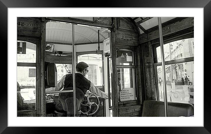 Lisbon City The Tram Driver Framed Mounted Print by Peter F Hunt