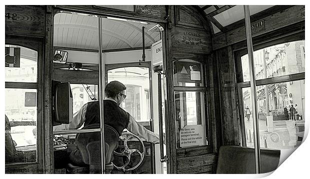 Lisbon City The Tram Driver Print by Peter F Hunt