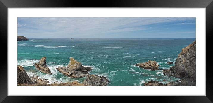 Cornwall sea and rocky coast panorama Framed Mounted Print by mark humpage