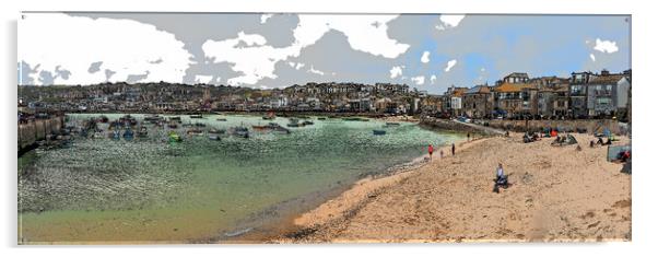 St Ives beach artistic Acrylic by mark humpage