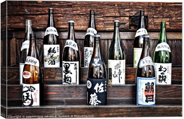 Choice of sake collection of japanese sake bottles Canvas Print by Delphimages Art