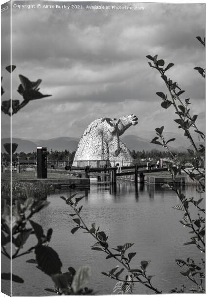 Kelpies in Black and white  Canvas Print by Aimie Burley