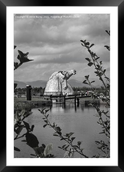 Kelpies in Black and white  Framed Mounted Print by Aimie Burley