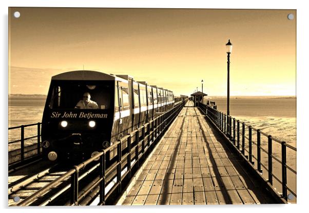 Train Southend on Sea Pier Essex England Acrylic by Andy Evans Photos