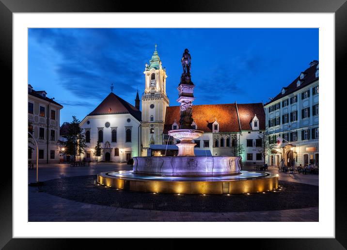 Bratislava Old Town Square By Night Framed Mounted Print by Artur Bogacki