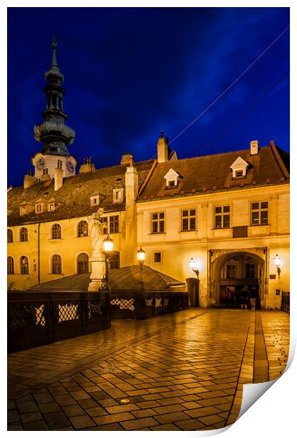 Old Town of Bratislava at Night Print by Artur Bogacki