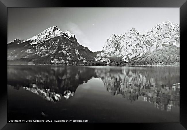 Mountain Lake Reflection Framed Print by Wall Art by Craig Cusins