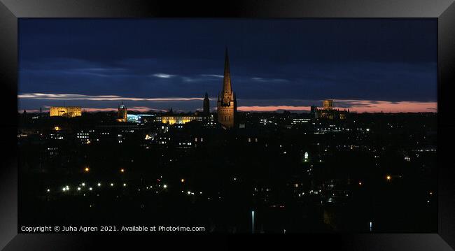Norwich Skyline Cathedral and Castle After Dark Framed Print by Juha Agren