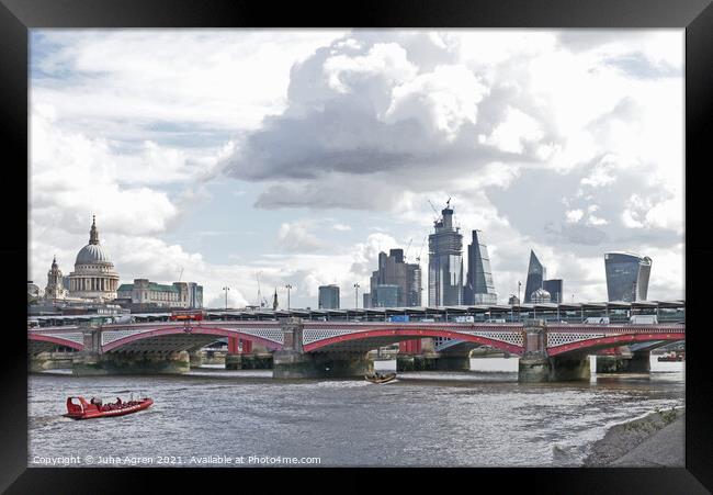 London Vauxhall Bridge, City and St Paul's Cathedral Framed Print by Juha Agren