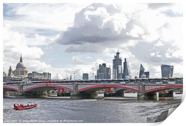 London Vauxhall Bridge, City and St Paul's Cathedral Print by Juha Agren