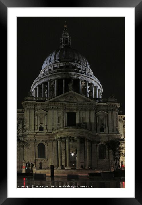 London St Paul's Cathedral at Night Framed Mounted Print by Juha Agren