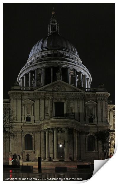London St Paul's Cathedral at Night Print by Juha Agren