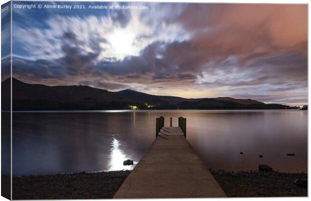Derwentwater by night Canvas Print by Aimie Burley