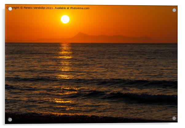 Crete sunset   Acrylic by Ferenc Verebélyi