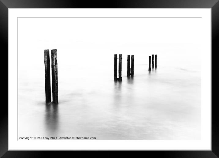 Wooden groynes Framed Mounted Print by Phil Reay