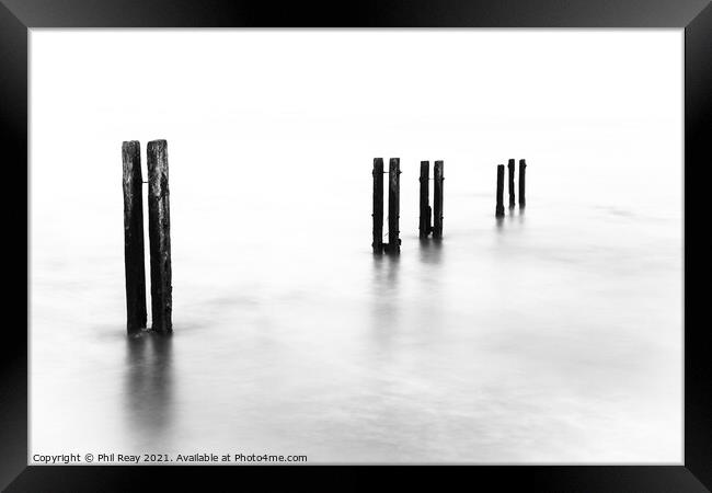 Wooden groynes Framed Print by Phil Reay