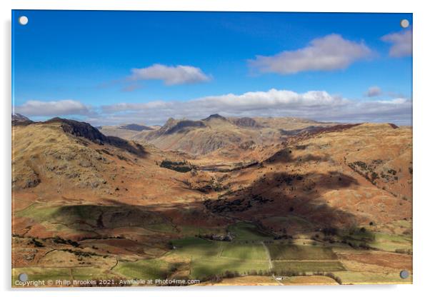 Langdale Fells, Cumbria Acrylic by Philip Brookes