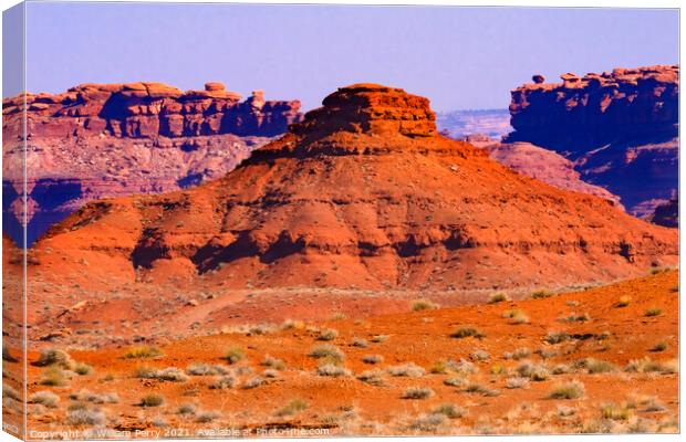 Colorful Orange Canyon Rock Formation Mexican Hat Monument Valle Canvas Print by William Perry