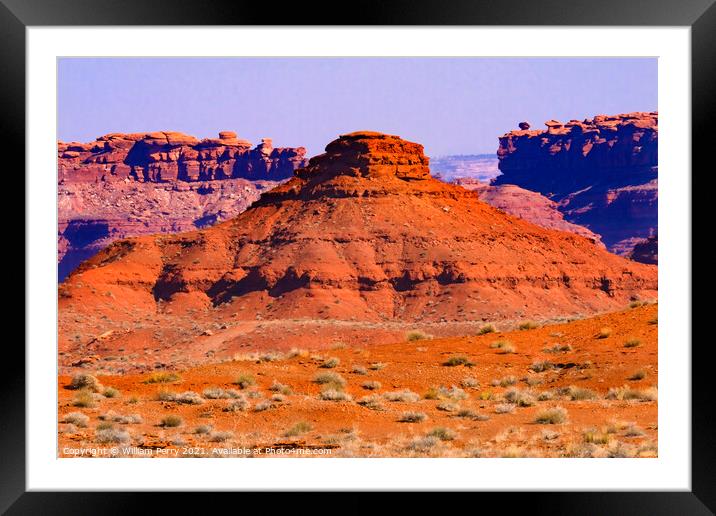 Colorful Orange Canyon Rock Formation Mexican Hat Monument Valle Framed Mounted Print by William Perry