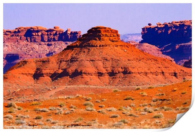 Colorful Orange Canyon Rock Formation Mexican Hat Monument Valle Print by William Perry