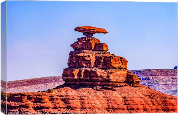 Colorful Mexican Hat Rock Formation Monument Valley Utah Canvas Print by William Perry