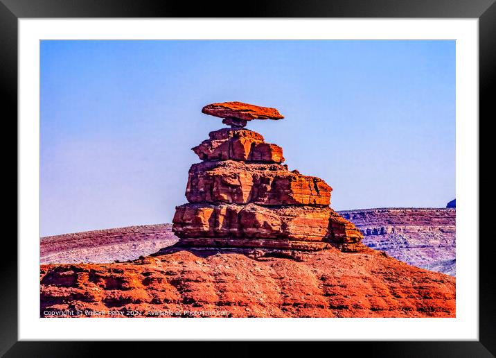 Colorful Mexican Hat Rock Formation Monument Valley Utah Framed Mounted Print by William Perry