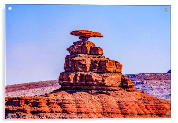 Colorful Mexican Hat Rock Formation Monument Valley Utah Acrylic by William Perry