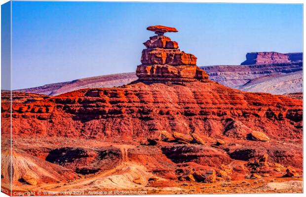 Colorful Mexican Hat Rock Formation Monument Valley Utah Canvas Print by William Perry
