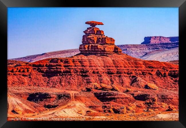 Colorful Mexican Hat Rock Formation Monument Valley Utah Framed Print by William Perry