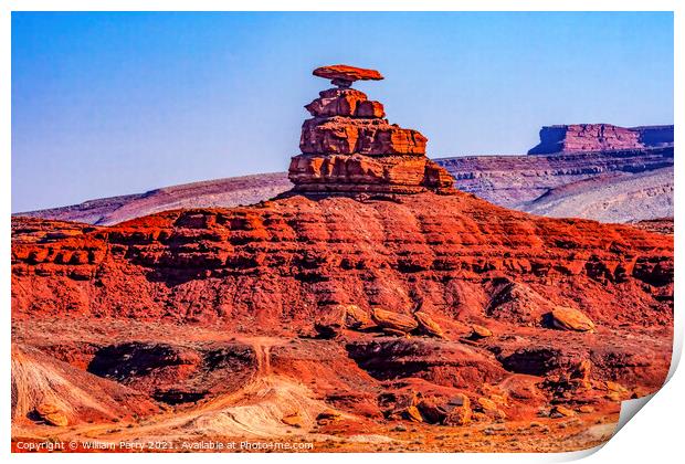 Colorful Mexican Hat Rock Formation Monument Valley Utah Print by William Perry