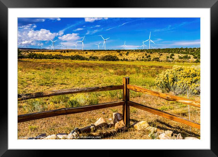 Large Windmill Turbines Fence Wind Farm Project Monticello Utah Framed Mounted Print by William Perry